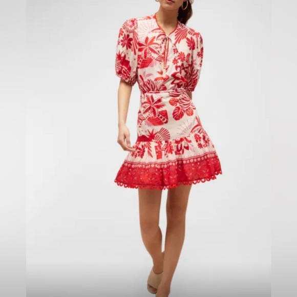 FARM Rio Red and White Floral Mini Dress - Picture 4 of 13